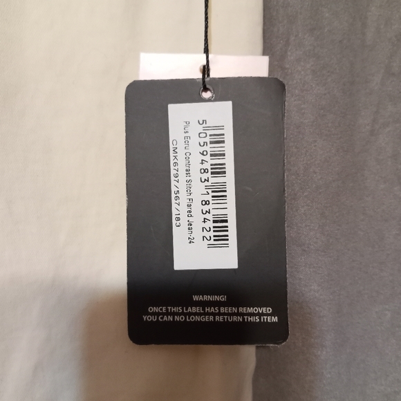 PRETTY LITTLE THING Jeans Plus Size Contrast Stitch Flare Long Inseam - Picture 4 of 6